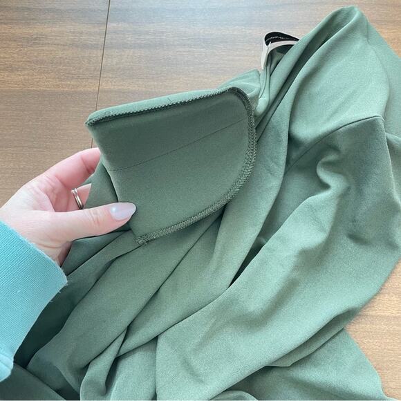 Alexandre Vauthier | Women’s Olive Green Stretch Jersey Gown Maxi Dress Ruched - Picture 12 of 14